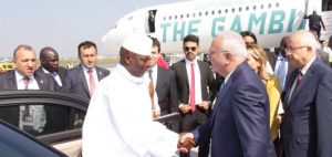 Mr Jammeh on arrival at Ataturk Airport 