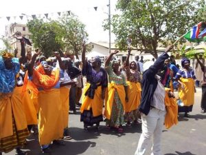 Mr Darboe's supporters protesting against his arrest