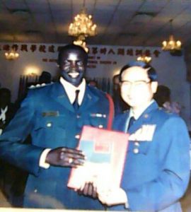 Ex-Captain Darboe recieving his certificate at Fuh Sing Kang Military College, Taipei in Taiwan