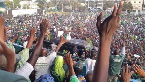 President Jammeh thanking his supporters after his nomination on Thursday