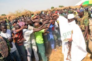 President Jammeh greeting his supporters in Wassu