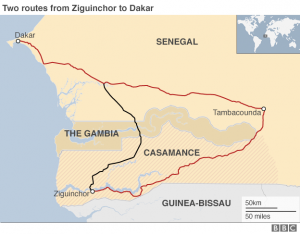 Senegal-Gambia map